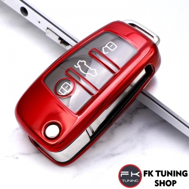 Audi Anahtar Kılıfı Silikon Parlak Kırmızı Renk