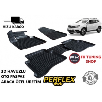 Dacia Duster 4x4 3D Havuzlu Oto Paspas Seti Perflex 2018 ve üzeri