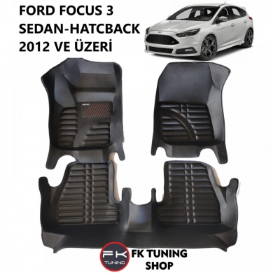 Ford Focus 3 5D Havuzlu Paspas Seti Neo Siyah Renk 2012 ve üzeri