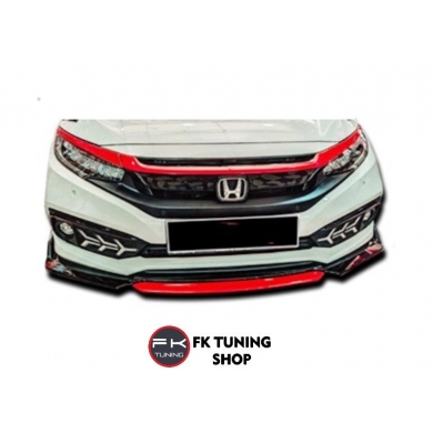 Honda Civic Fc5 Ön Tampon Eki Kanatlı Lip 4 Parça (kırmızı detaylı
