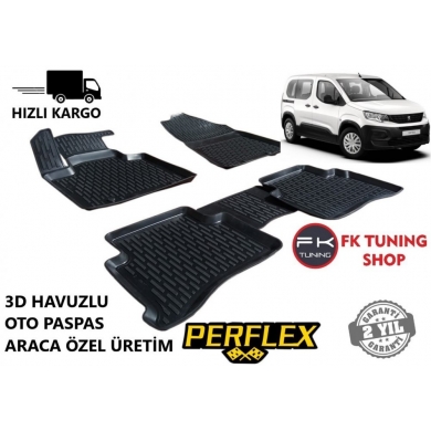 Peugeot Rifter 3D Havuzlu Oto Paspas Seti Perflex 2019 ve üzeri