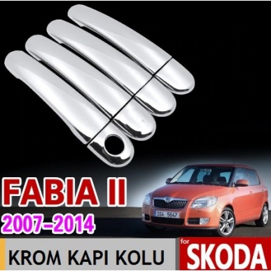 SKODA FABİA 2 KROM KAPI KOLU PASLANMAZ ÇELİK 4 KAPI (2008-2014)