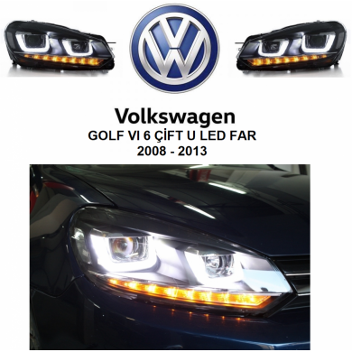 Volkswagen Golf 6 Çift U Kayar Sinyalli Led Far (2008-2013)